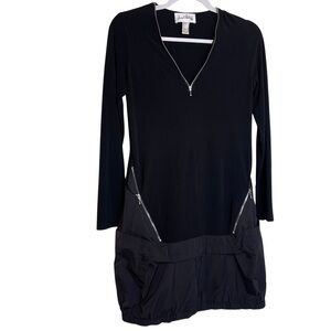 Joseph Ribkoff  Womens Black Dress w/Bubble Skirt US sz 8 Y2K Pockets & Zippers